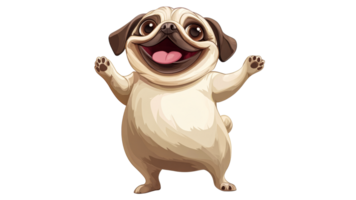 Happy pug with joyful expression and playful pose png