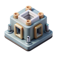 impressive minimalist Living Machine Component Isometric View Isolated on White high quality png