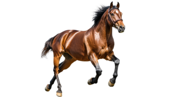 Brown horse running swiftly in open space png