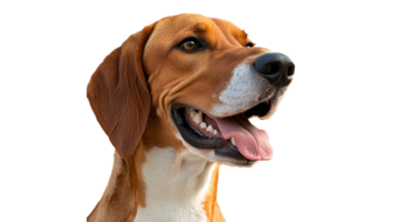 Happy dog with a joyful expression in close up transparent png