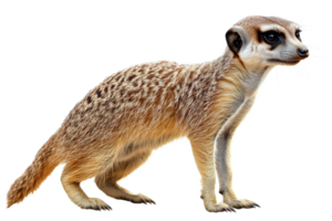 Meerkat stands alert in a desert environment png