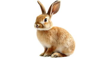 Cute brown rabbit sitting gently on white surface png