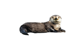 Otter resting on a smooth surface in a serene pose png