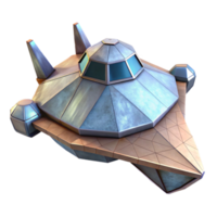 beautiful traditional Low Poly Model of Spaceship in Virtual World Isolated detailed png