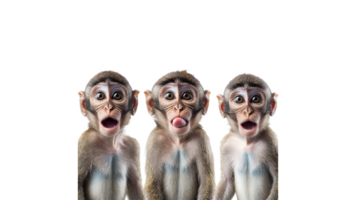 Three monkeys expressing various emotions png