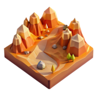 vibrant rustic Low Poly Virtual Landscape Orange Hues Cutout authentic png