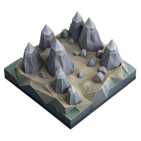 elegant vintage Low Poly Virtual Terrain with Gray Texture Transparent Background genuine png