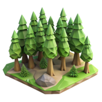 beautiful traditional Low Poly Vr Forest with Tall Trees Transparent Background png