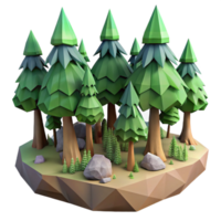stunning traditional Low Poly Vr Forest with Tall Trees Transparent Background detailed png