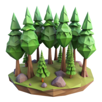 wonderful creative Low Poly Vr Forest with Tall Trees Transparent Background professional png