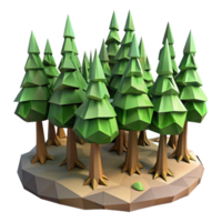 serene modern Low Poly Vr Forest with Tall Trees Transparent Background original png