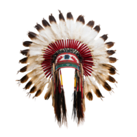 Native American headdress with feathers and beads png
