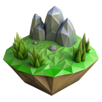 beautiful vintage Low Poly Vr Landscape Isolated on Transparent Background detailed png