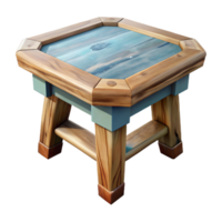 serene creative Low Poly Vr Table with Wooden Top Transparent Background authentic png