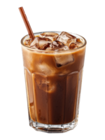 Cold brew coffee with ice and straw for refreshment png