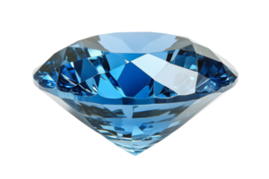 Blue diamond with clear facets on transparent background png