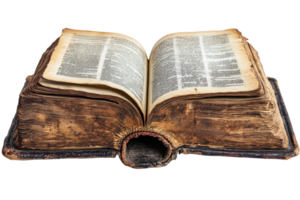 Old dictionary with worn pages and transparent background png