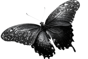 Sparkling black butterfly on transparent background png