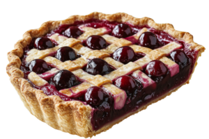 Cherry pie with lattice crust on transparent background png