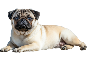 Cute pug resting on a transparent background png