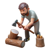 dramatic modern Man Chopping Wood Top View Transparent Background detailed png