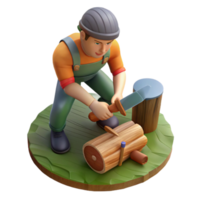 extraordinary creative Man Chopping Wood Top View Transparent Background high resolution png