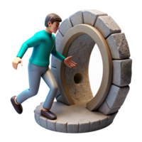 elegant rustic Man Disappearing Into Portal White Background Cutout high resolution png
