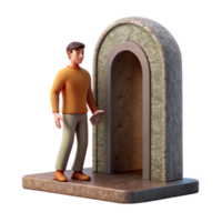 vibrant traditional Man Emerging From Portal Side View Isolated authentic png