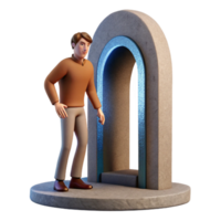 stunning contemporary Man Emerging From Portal Side View Isolated high resolution png