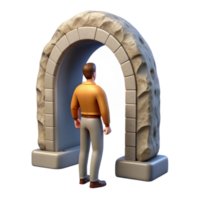 magnificent vintage Man Entering Portal Front View Isolated Element premium png