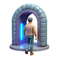 extraordinary minimalist Man Entering Portal Front View Isolated Element detailed png