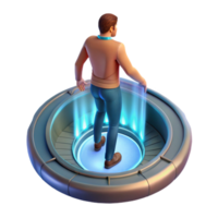 extraordinary rustic Man Entering Teleportation Platform Top View Transparent Background professional png
