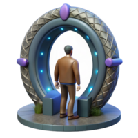 impressive minimalist Man Entering Portal Front View Isolated Element detailed png