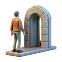 elegante minimalista homem saindo portal lado Visão isolado elemento exclusivo png