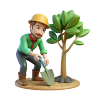 impressive rustic Man Planting Tree Cutout Environmental Action high quality png