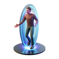 vibrant traditional Man Reappearing From Portal Blur Effect Transparent Background professional png