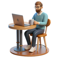 magnificent abstract Man Working on Laptop in Cafe Transparent Background original png