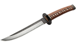 Elegant knife with ornate handle and blade design png