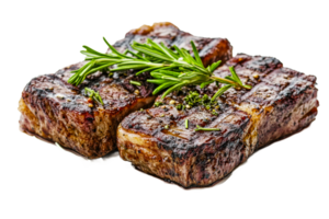 Grilled steak on transparent background with herbs png