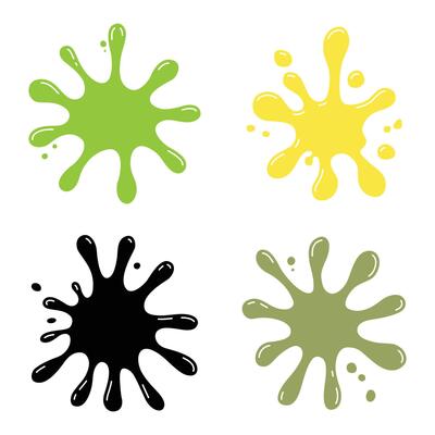 Colorful Abstract Shape Set of Cute Ink Paint Stain Water Fluid Liquid Splash Splat Explosion