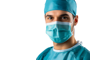 Medical worker in scrubs and mask in procedure png