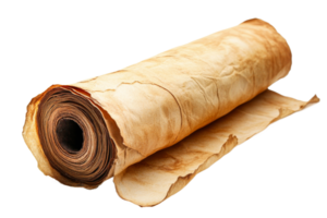Ancient parchment scroll on a transparent background png