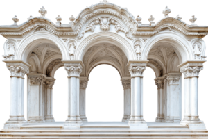 Elegant arched structure with intricate carvings and details png