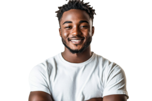 Smiling young man with a joyful expression and casual style png
