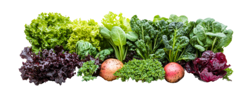 Greens and potatoes on a clear background png