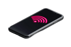 Mobile device displaying wireless signal symbol png