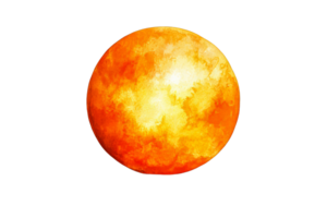 Bright orange sun illustration with a transparent background png
