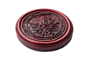 Decorative red wax seal with intricate floral design png