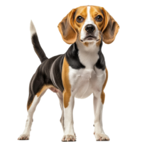 Proud beagle with alert expression on clear bg png