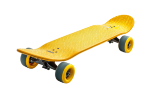Bright yellow skateboard on transparent background png